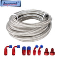 6AN AN6 12FT Nylon Braided Oil Fuel Line + Fitting Hose End Adapter Kit