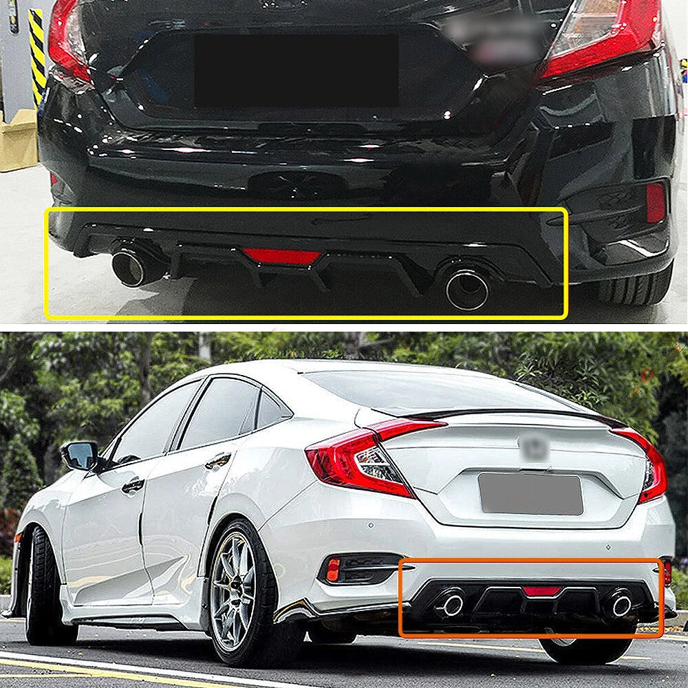 Rear Bumper Diffuser with LED 3rd Brake Light for Honda Civic 4Dr Sedan (2016–2021)
