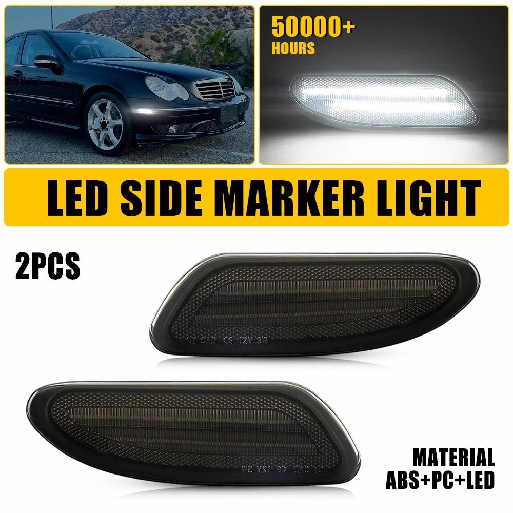 White LED Side Marker Light Smoked for Mercedes C-Class W203 (2001–2007)