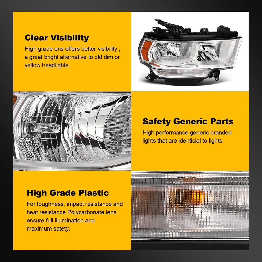 2X Chrome Amber Headlights for Ram 2500 3500 (2019–2024)