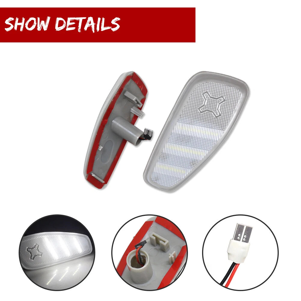 2X Clear White LED Side Marker Lights for Jeep Renegade (2015–2023)