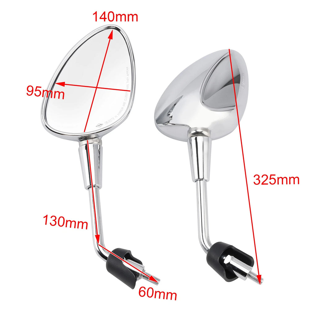 Pair Shorty Mirrors Chrome for Vespa Sprint 50-150, Primavera 50-125, GTS 125-300