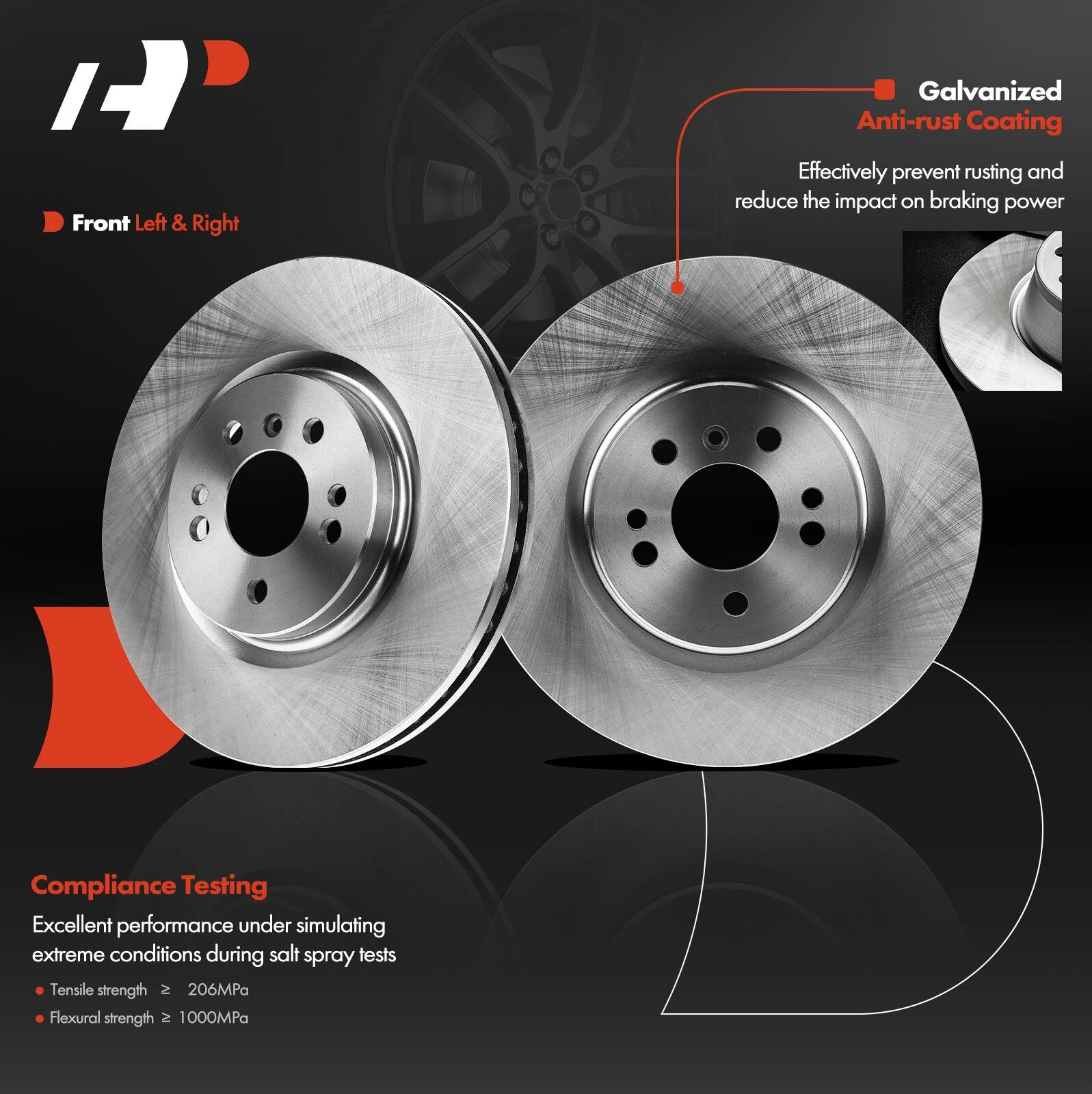 Front Disc Brake Rotors & Ceramic Pads for Mercedes-Benz ML350 (2006–2011)
