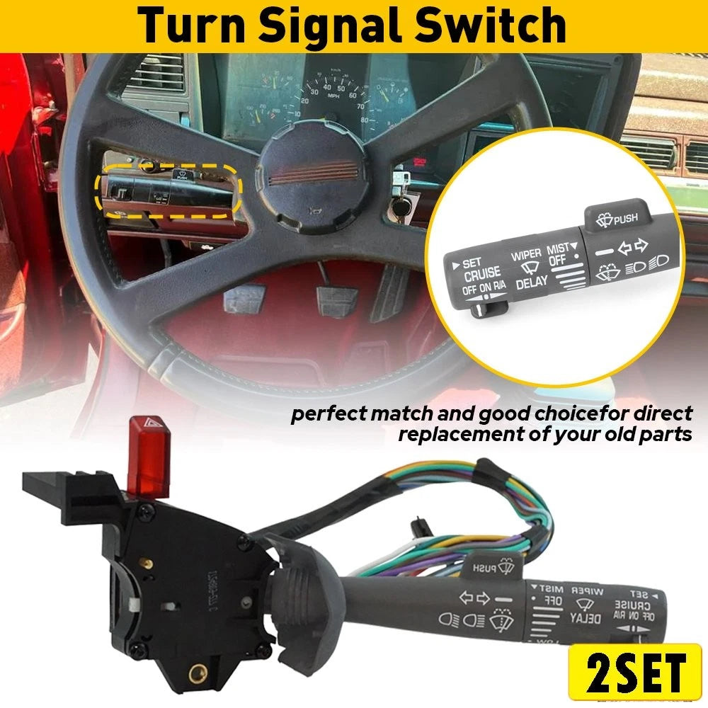 Set of 2 Wiper Turn Signal Lever Switch Cruise Control for Chevy GMC C/K 1500 2500 (1990–1999)