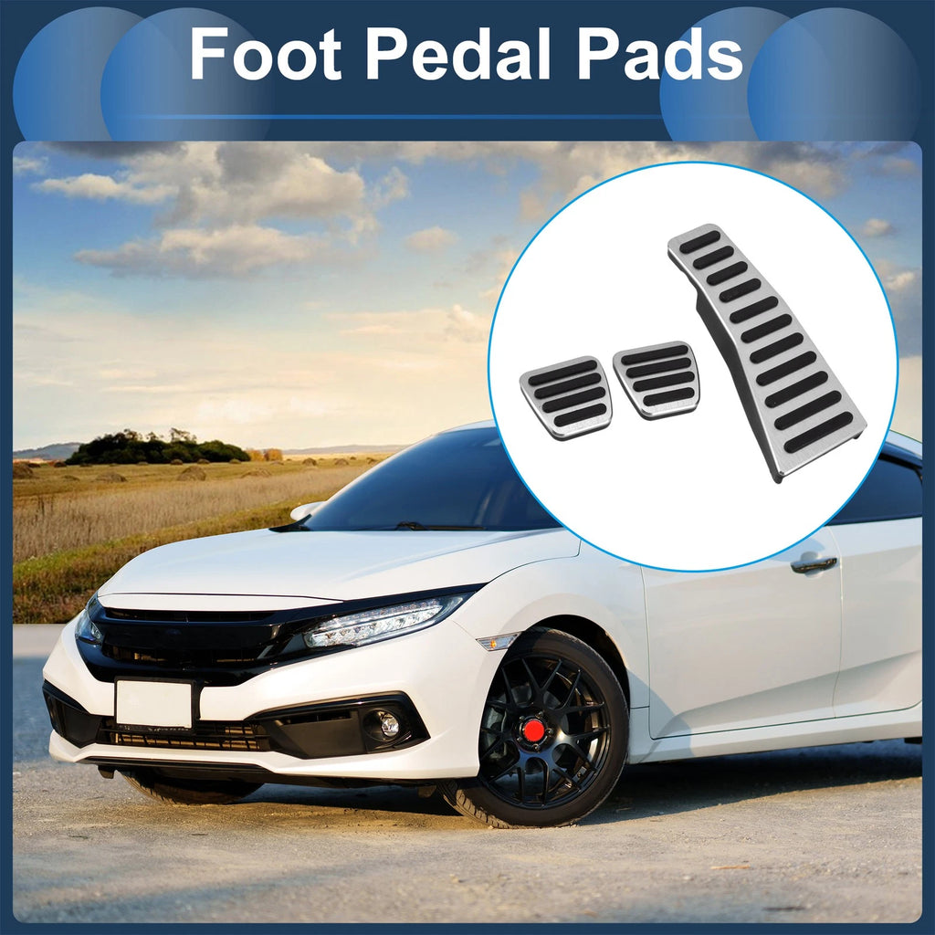 3 Pcs Manual Foot Accelerator Pedal Covers for Honda Civic (2006–2009) Silver Tone