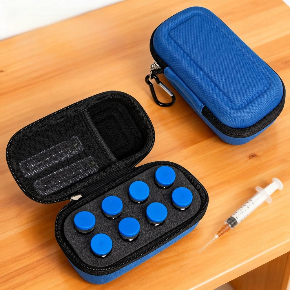 Portable Blue EVA Insulin Case for 10ML Bottles (Holds 8)