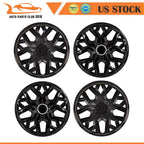 Set of 4 16 Inch Black Snap On Wheel Covers for R16 Tire & Rim