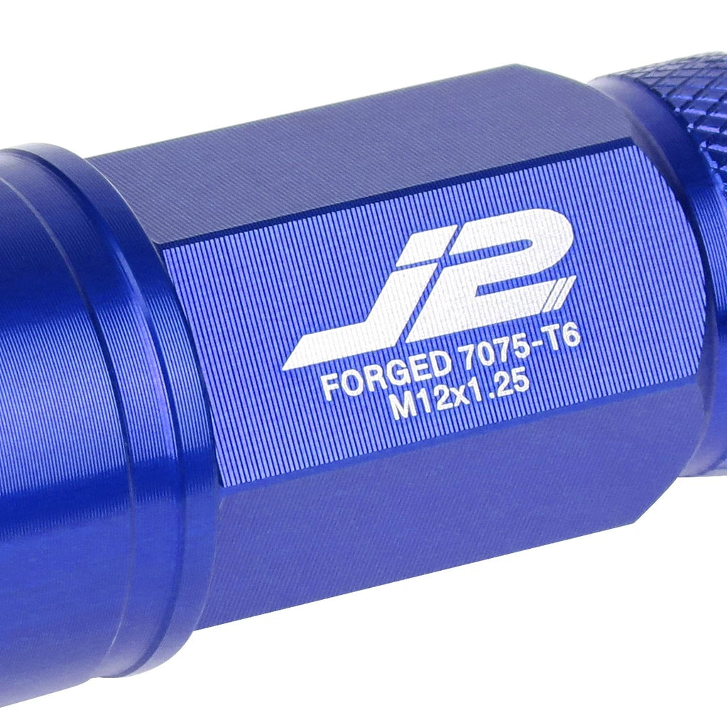 20Pcs J2 7075 Forged Aluminum M12x1.25 Open-End Lug Nut Kit w/ Adapter Blue