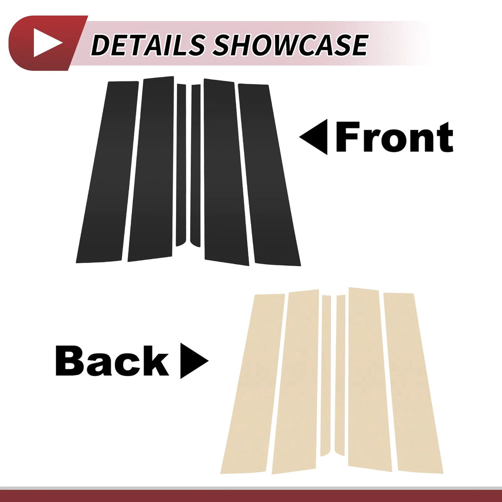 6 Pcs Door Pillar Window Trim for Ford Explorer (2011–2019) Black
