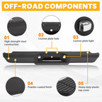 Rear Bumper Assembly for Ford Ranger Styleside (1993–2011)