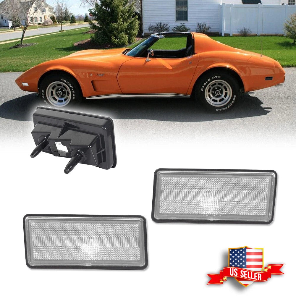 2X Clear Lens Side Marker Lights for Chevy Corvette C3 (1974–1979)