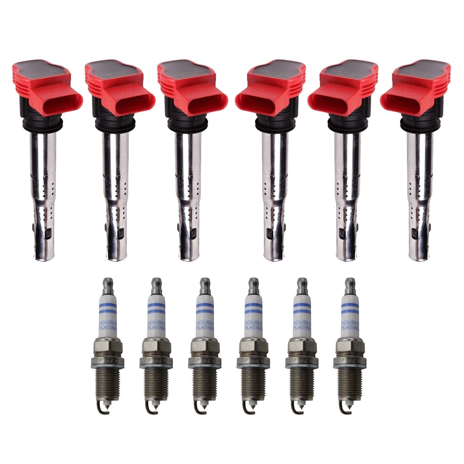 Set of 6 Ignition Coils & Bosch Platinum Spark Plugs for Audi A4 A5 Q5 S5 (2008–2016)