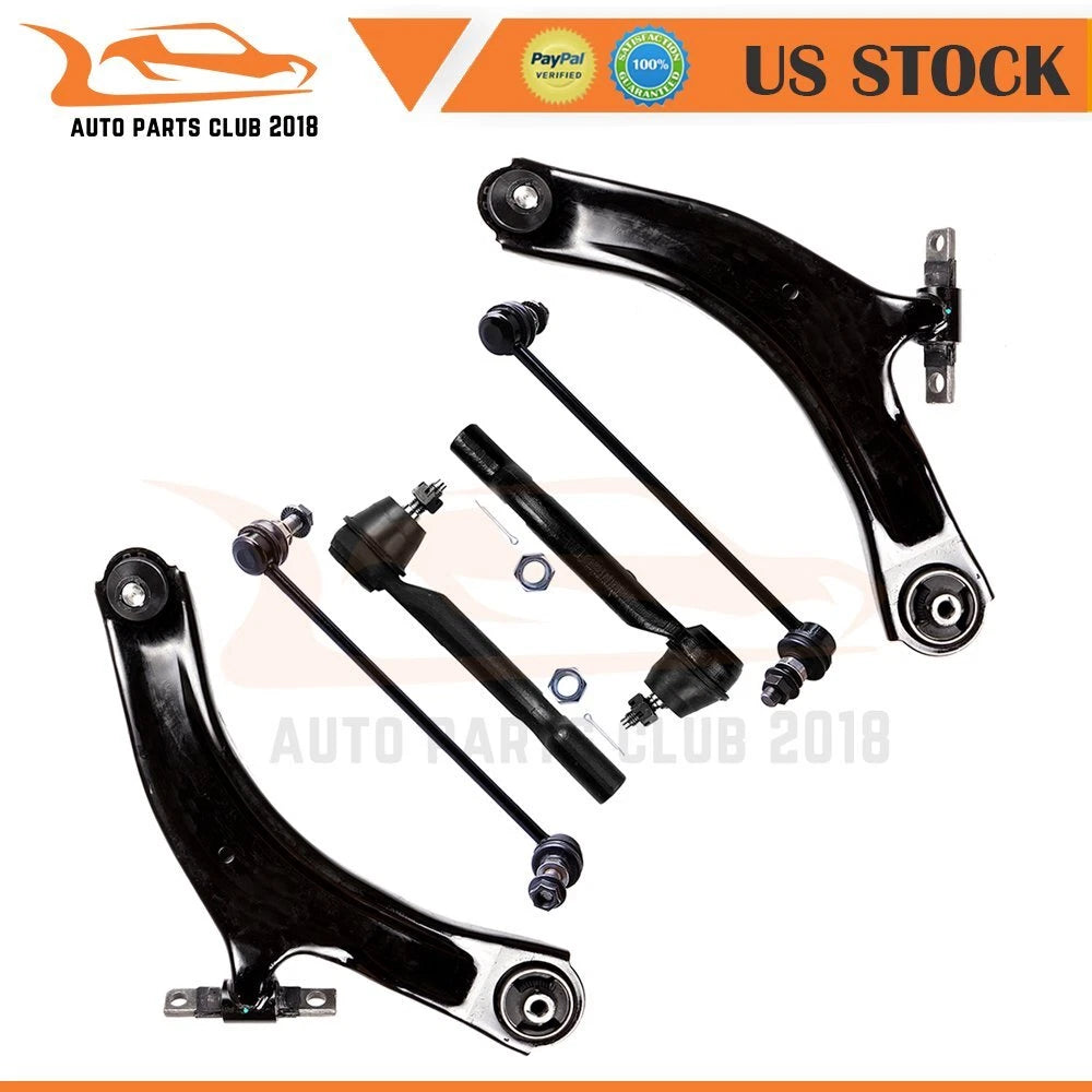 Set of 6 Front Control Arms Sway Links Tie Rod Ends for Nissan (2008–2013)