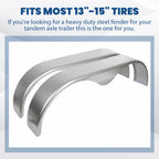 Set of 2 Heavy Duty Round Plate Tandem Axle Trailer Fenders 9"x66"x18"