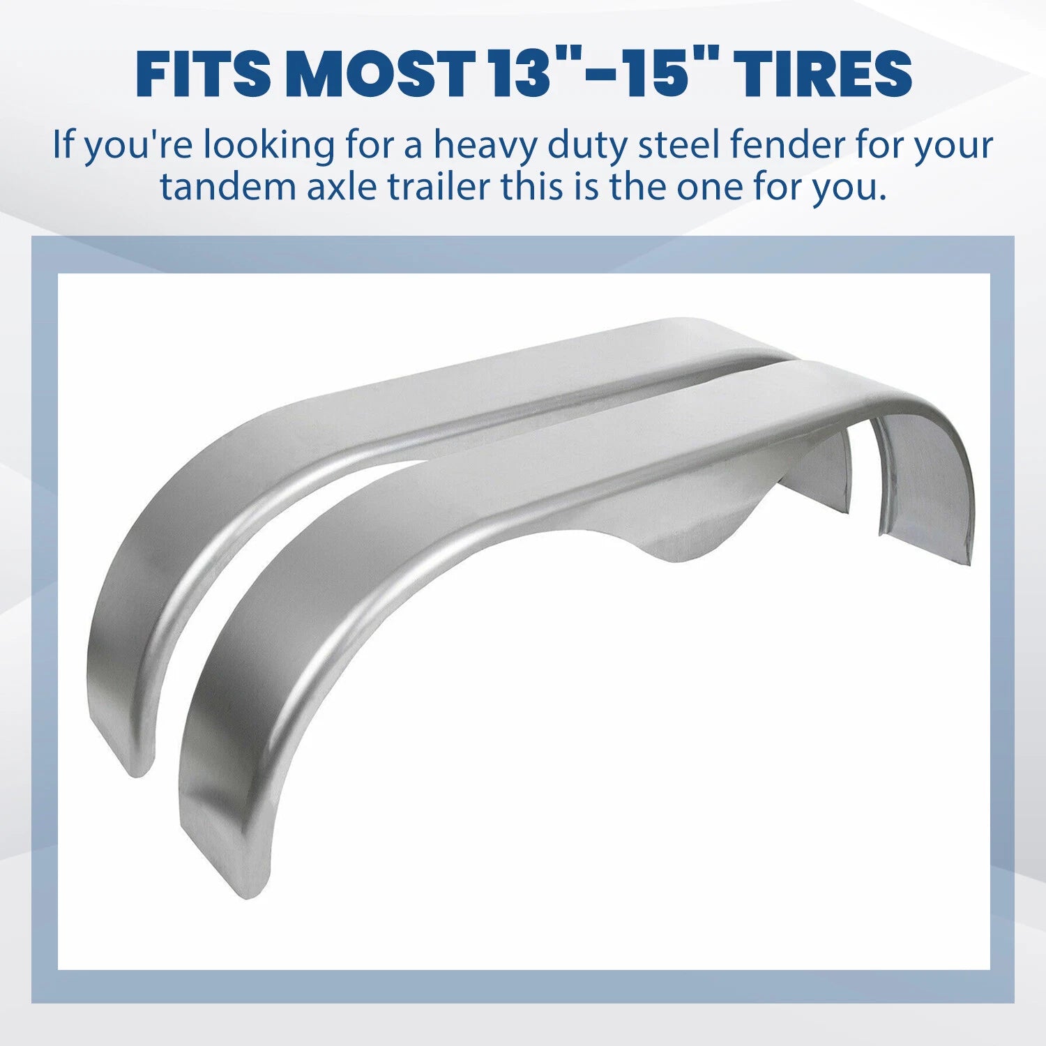 Set of 2 Heavy Duty Round Plate Tandem Axle Trailer Fenders 9"x66"x18"