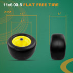 2x 11x6.00-5 Flat Free Tires for Zero-Turn Lawn Mower