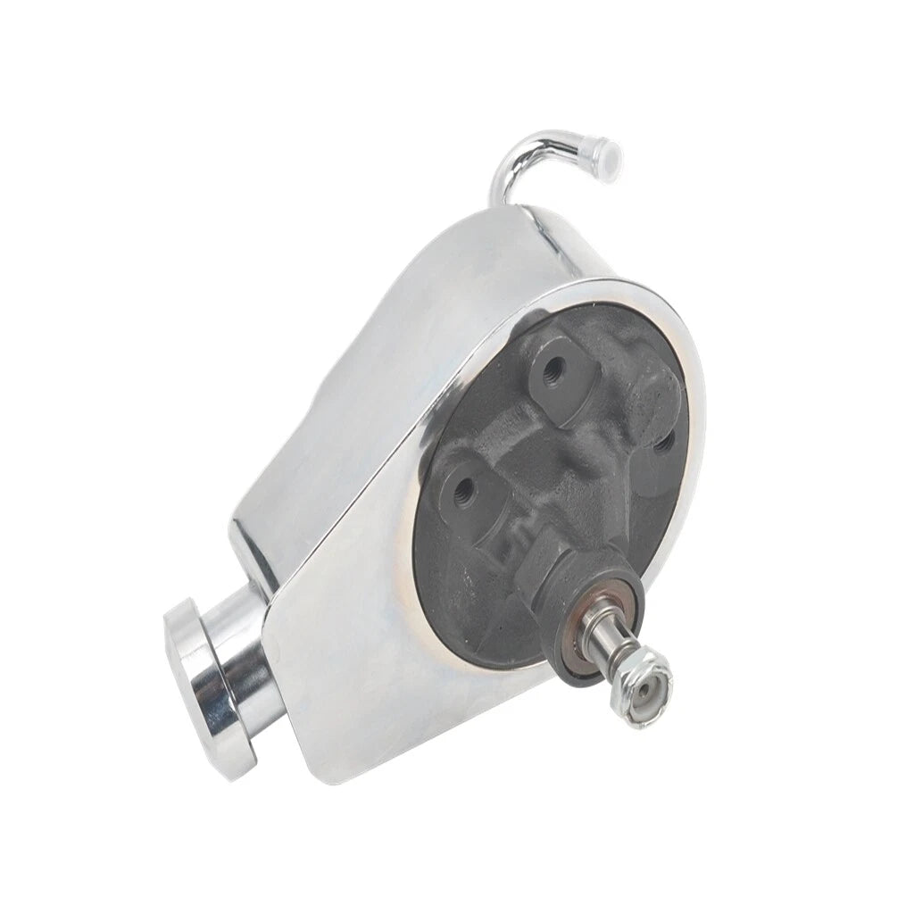 SBC BBC Chevy Chrome Power Steering Pump w/ Single Groove Pulley
