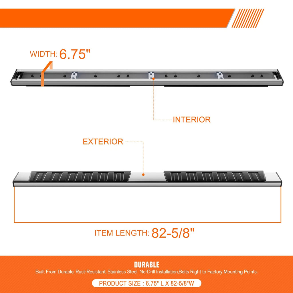 Set of 2 Side Step Nerf Bars for 2019–2025 Silverado/Sierra Crew Cab