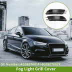 1 Pair Front Fog Light Grill for Audi A6 C7 (2012–2015) Black Silver Tone