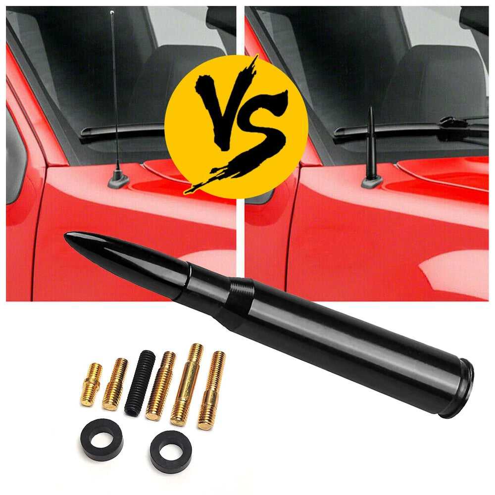 Short Antenna for Chevy Silverado Sierra (Fits 2007–2023) - Black Aluminum