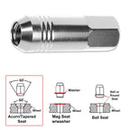 Set of 20 M12X1.25 Silver JDM Open End Conical Hex Wheel Lug Nuts + 20mm Extension