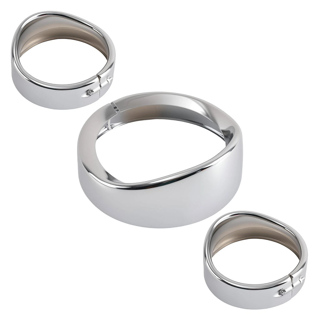 7" & 4.5" Trim Ring Set for Harley FLD Switchback (2012–2016) Chrome Aluminum