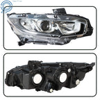 Headlight for Honda Civic (2016–2021) Halogen Right Electroplated Version