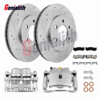 Front Disc Brake Rotor & Pads + Caliper for Chevy GMC Silverado Sierra (2007–2019)