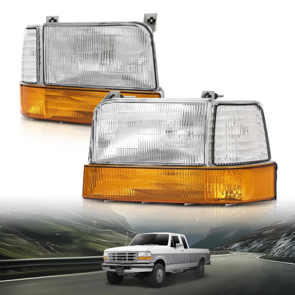 Headlights Pair for Ford Bronco F150 F250 F350 (1992–1996)