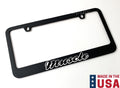 Matte Black License Plate Frame Premium w White Outline for Muscle (Any)