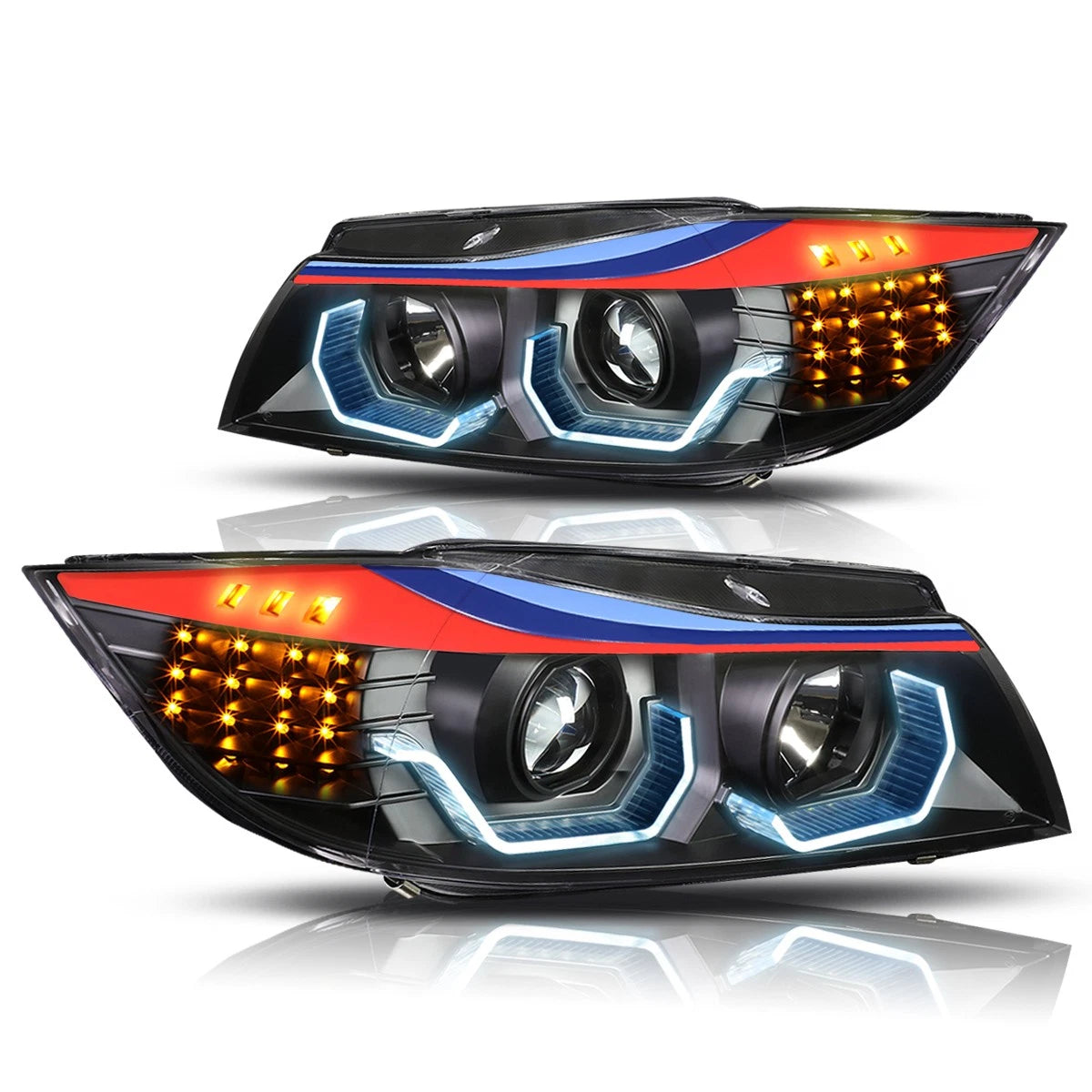 3D LED Angle Eye Projector Headlight for BMW E90 (2006–2008)