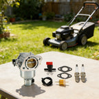 Carburetor with 2 Gaskets, 2 Clamps, 1 Switch, 1 Fuel Filter for Kawasaki Mowers