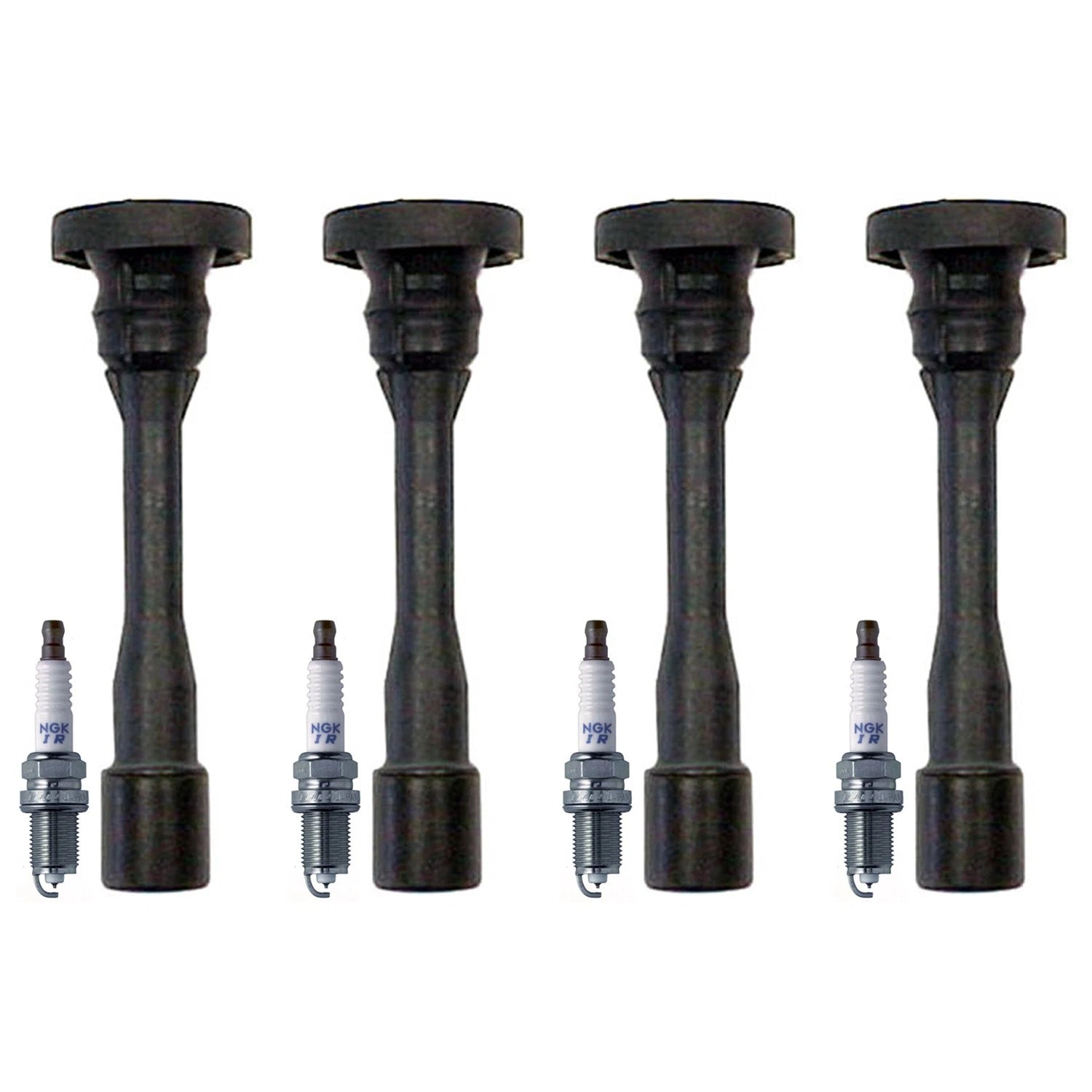 Set of 4 NGK Laser Iridium Spark Plugs & Denso Coil Boots for Stratus 2.4L L4 (2001–2005)