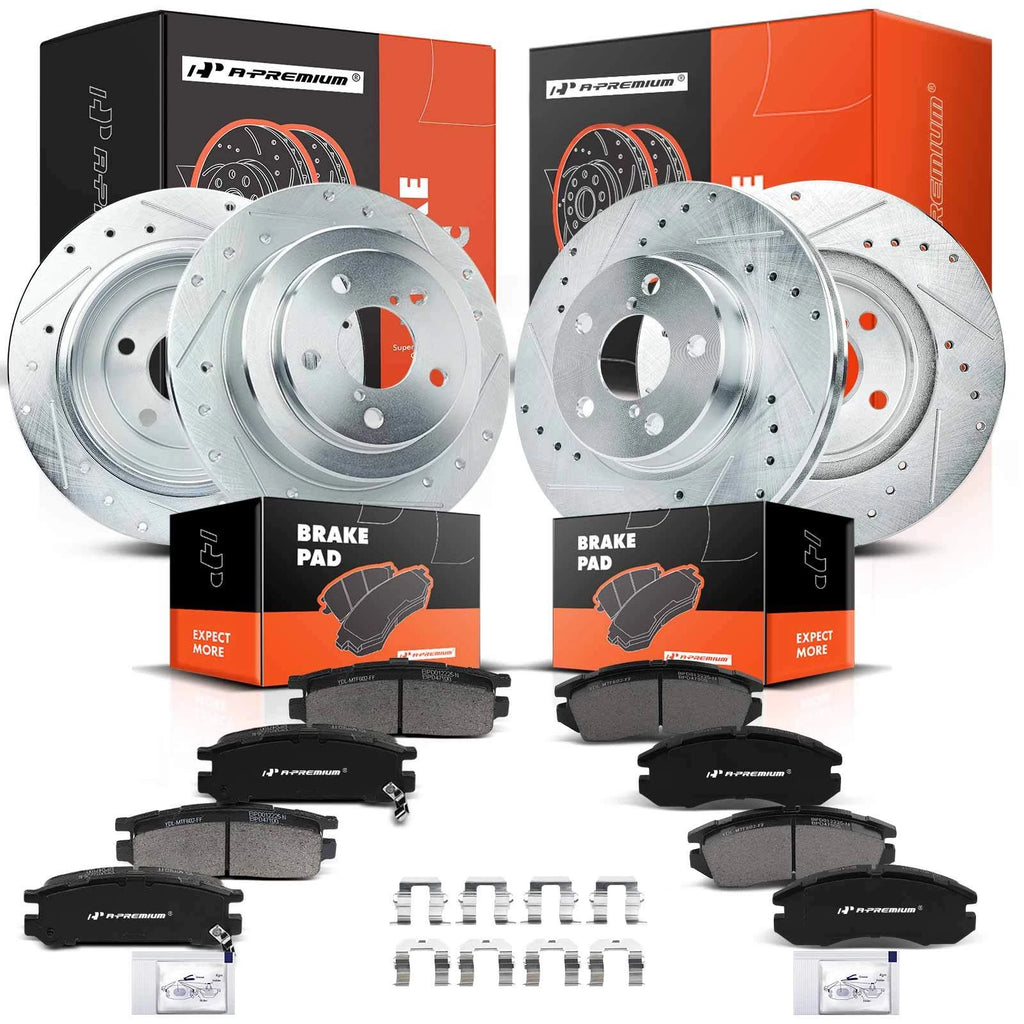 Front Drilled Brake Rotors & Ceramic Pads for Subaru Impreza (1993–1996)