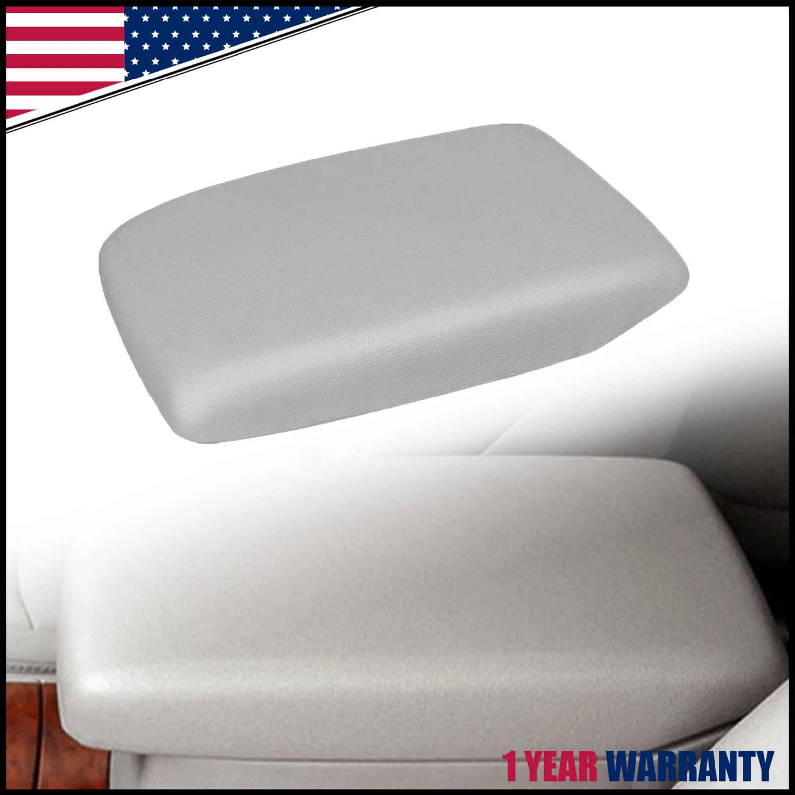 Leather Center Console Armrest Lid Cover for Toyota Highlander (2008–2013) PU Gray