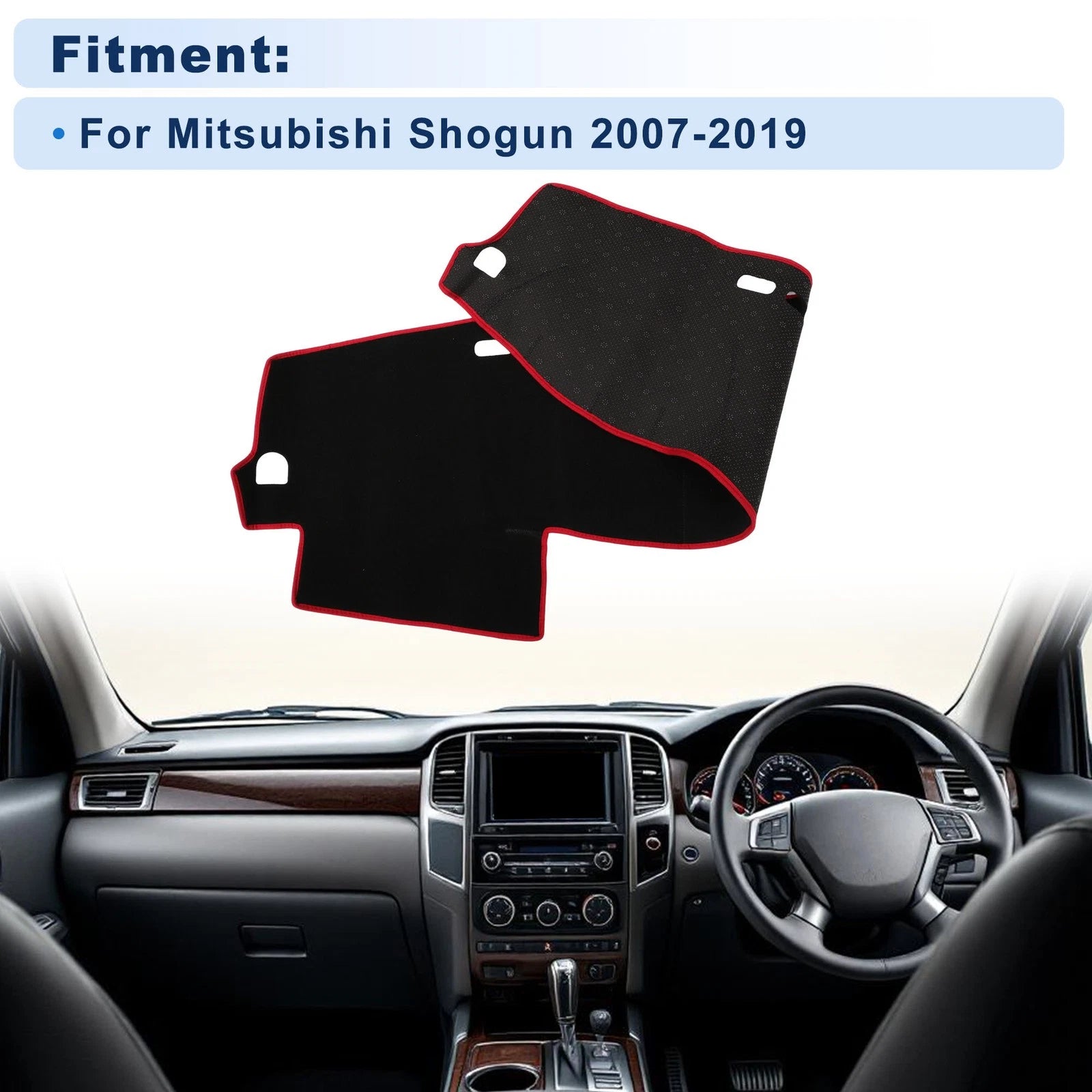Dash Cover for Mitsubishi Shogun (2007–2019) Polyester Black Red Edge