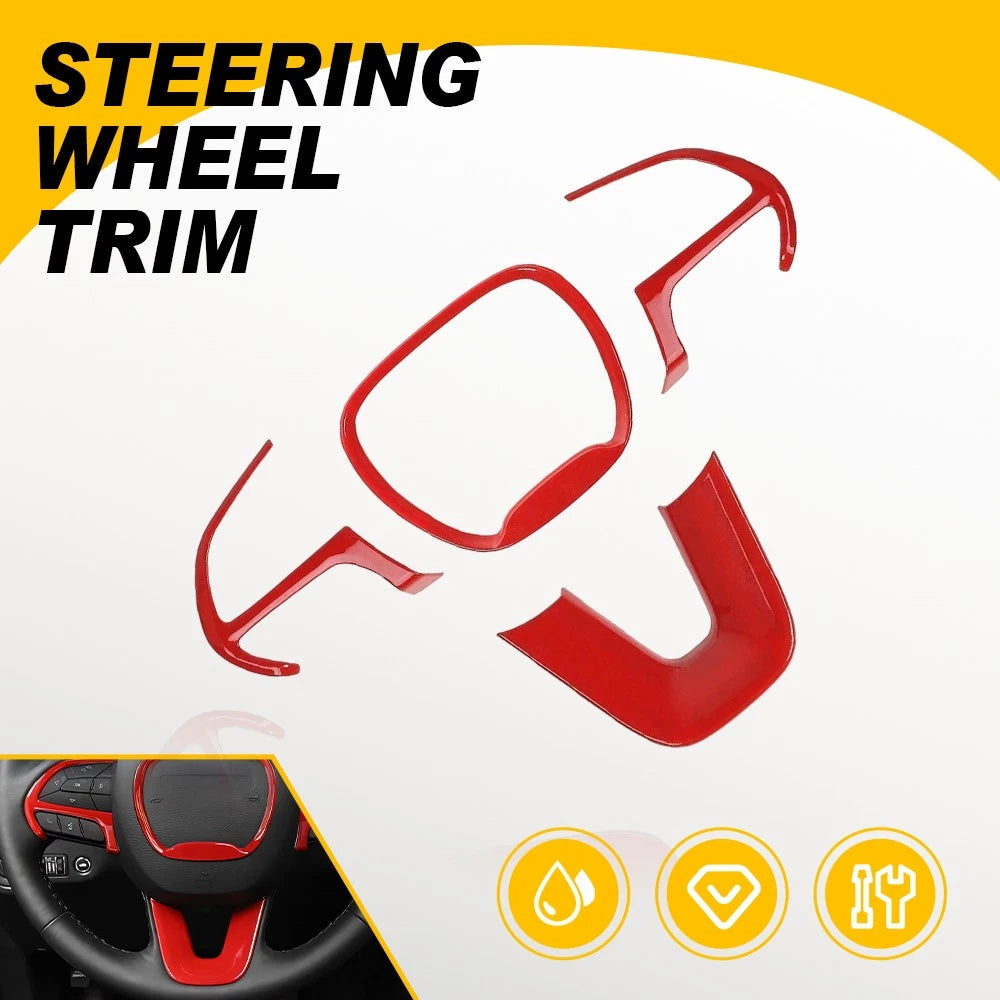 Steering Wheel Trim Cover for Dodge Challenger Charger Durango (2014–2023) Red
