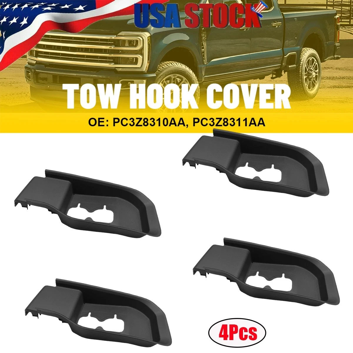 Set of 4 Tow Hook Cover Bezels for Ford F250 F350 F450 F550 Super Duty (2023–2025)