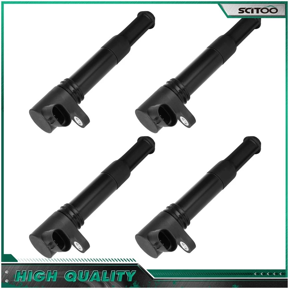 Set of 4 Ignition Coils for Fiat 500 (2009–2011) & Punto (2007–2008) L4 1.4L