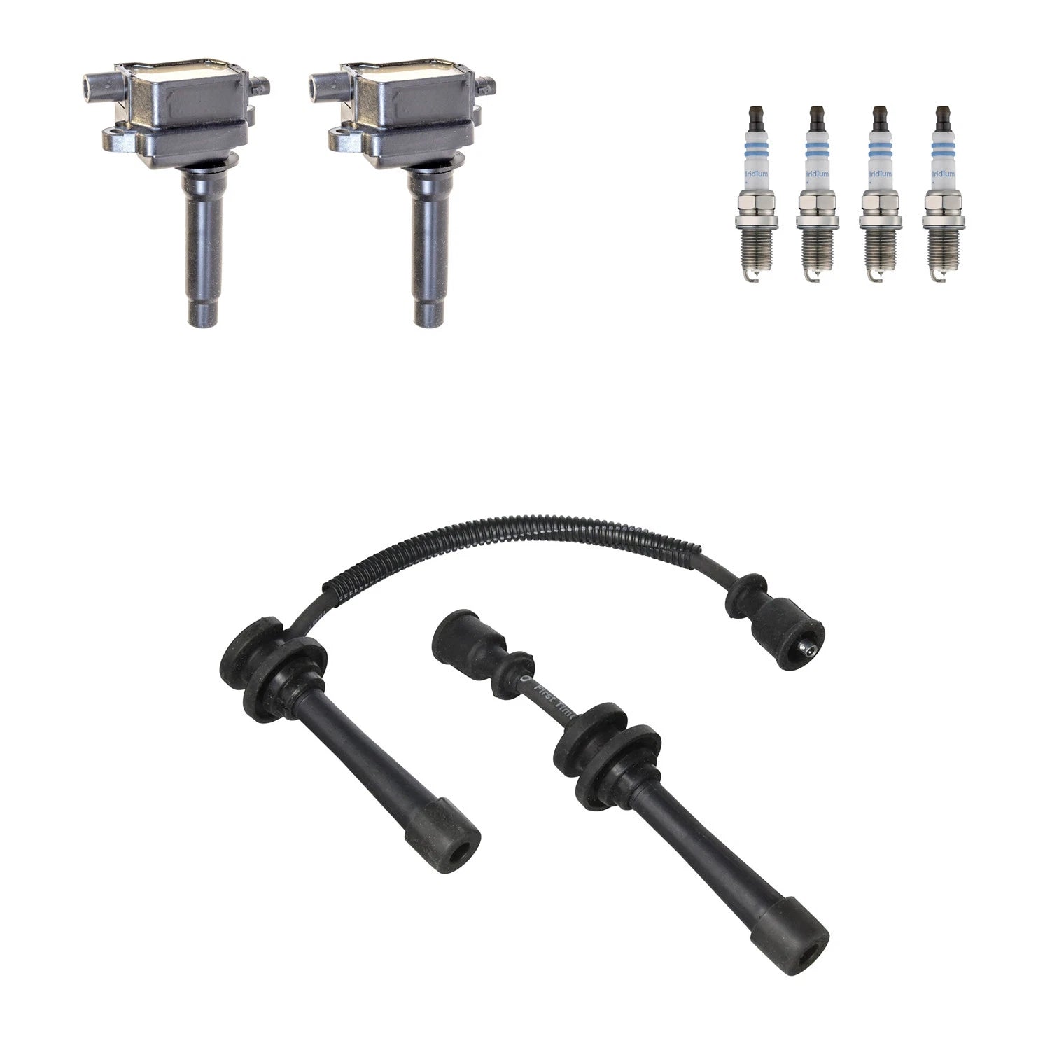Set of 2 Ignition Coil Wires & 4 Bosch Iridium Spark Plugs for Sportage (L4)