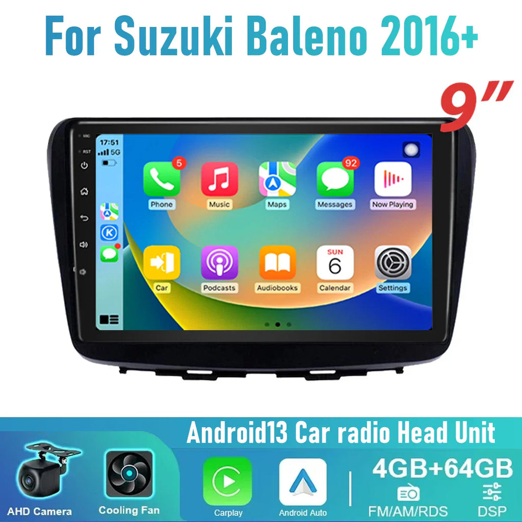 9'' Wireless Carplay Android Auto Head Unit for Suzuki Baleno (2016-2023)