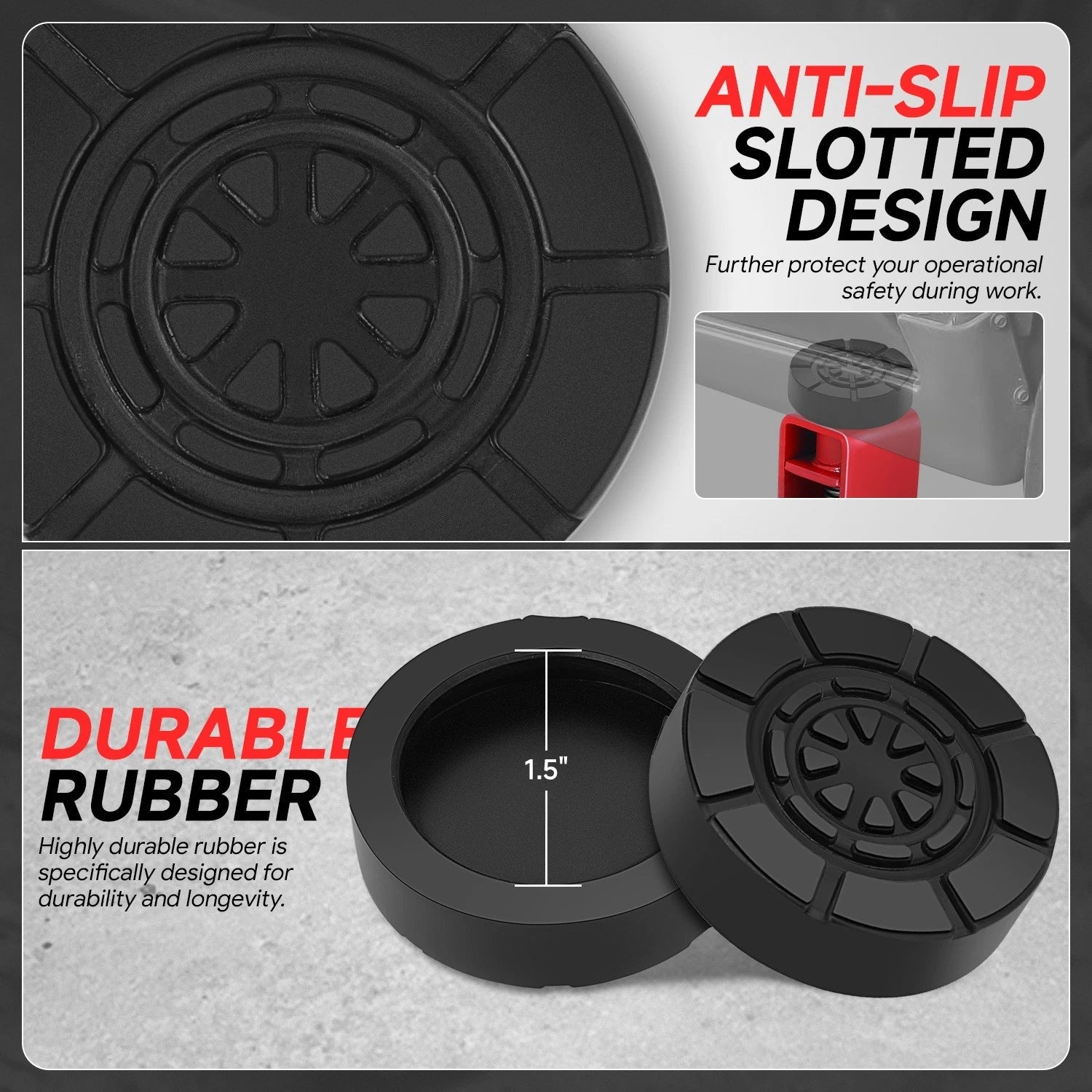 Set of 2 Rubber Pad Adapters for Floor Jack Protection (Universal)