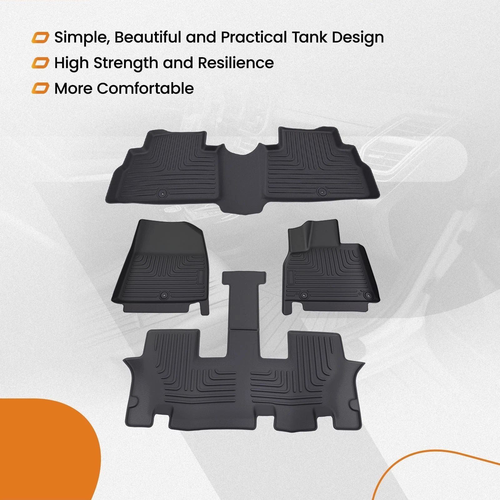 All-Weather Floor Mats for Kia Telluride (2020–2025) TPE Rubber Liners