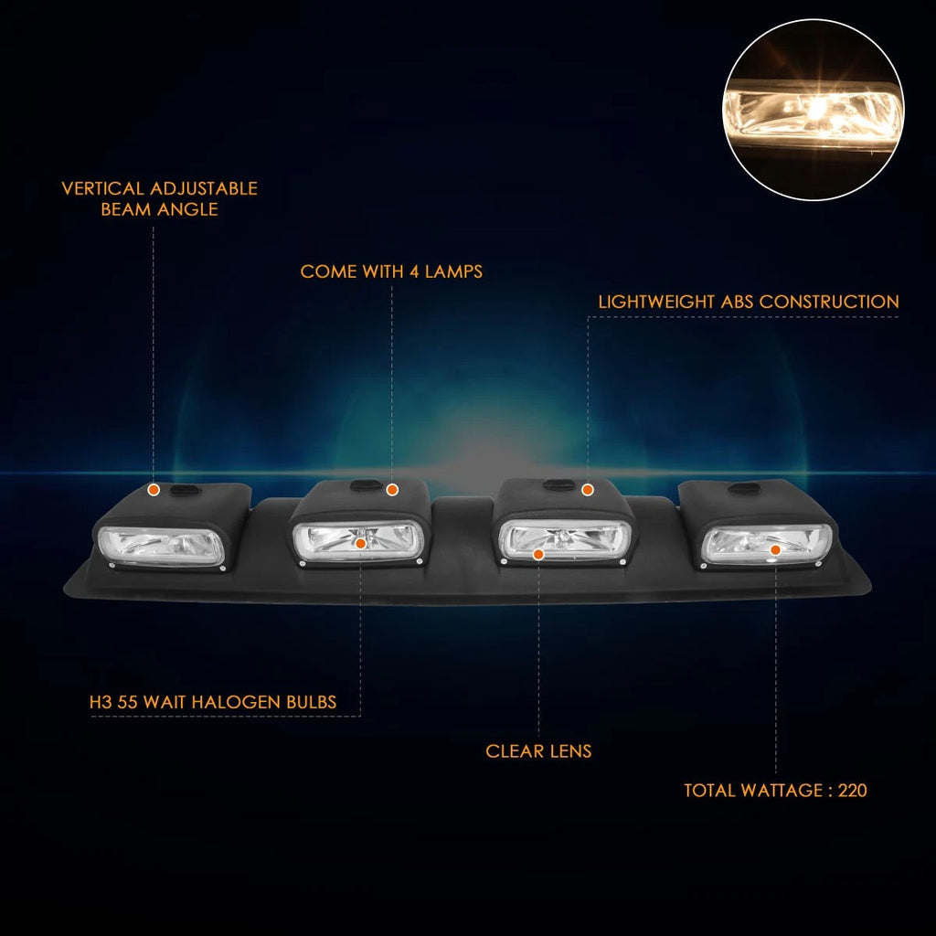 4X4 Off-Road Clear Lens Roof Top Cab Fog Light Lamp w/Switch