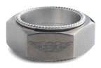 Engraved Winged Logo Hexagon Ring for Harley-Davidson (Men's)
