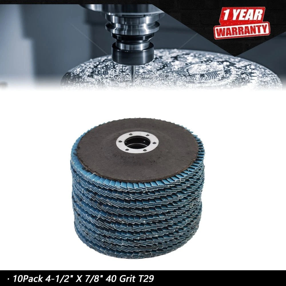 Set of 10 Zirconia Flap Discs 4-1/2" x 7/8" 40 Grit