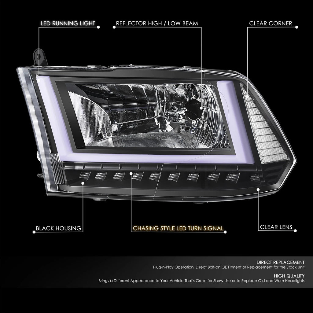 U-LED DRL Sequential Turn Signal Headlights for RAM 1500 (2009–2024)