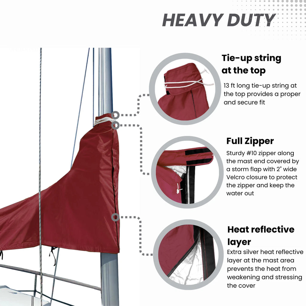 600D Sailboat Mainsail Boom Cover Waterproof Tear Resistant
