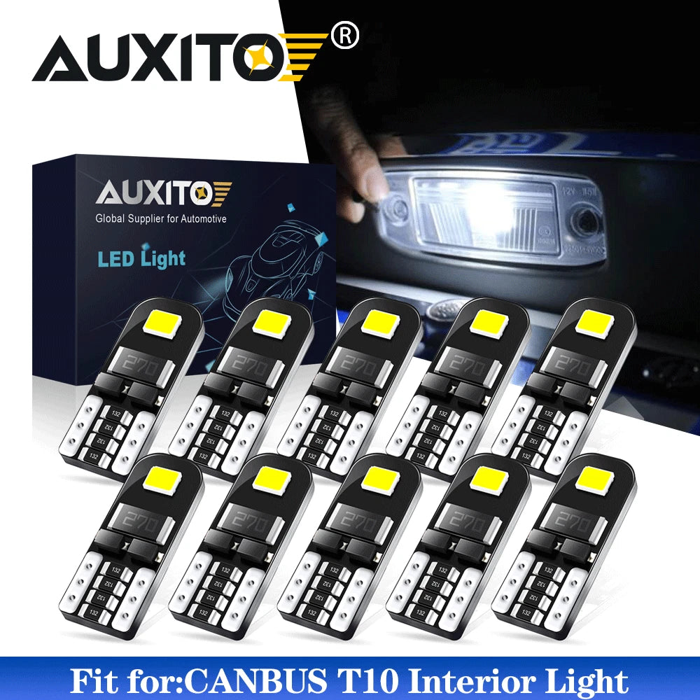 2X T10 LED License Plate Light Bulbs for AUXITO (W5W 168 2825 194)