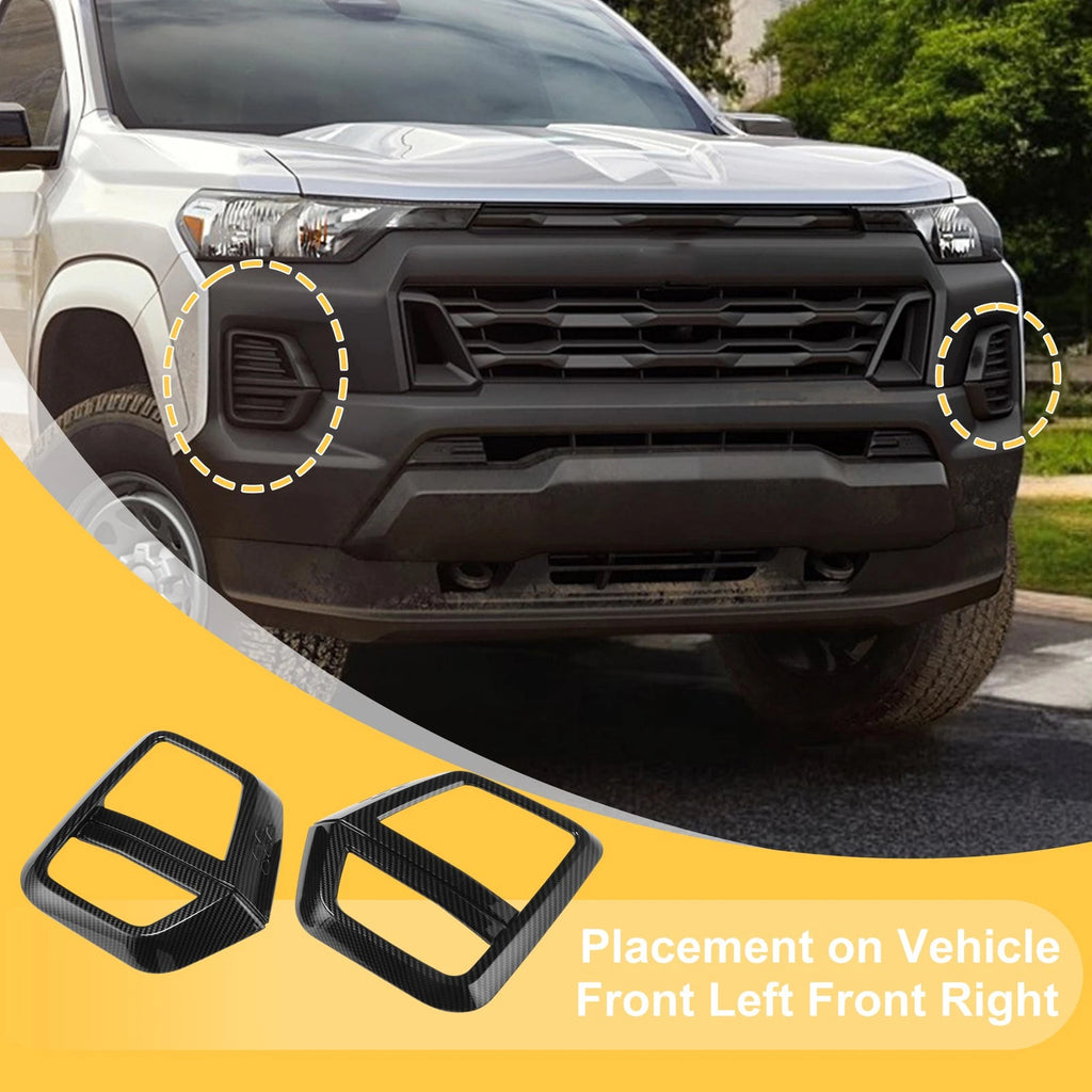 Fog Light Cover Trim Set of 2 for Chevrolet Colorado  Carbon Fiber Black